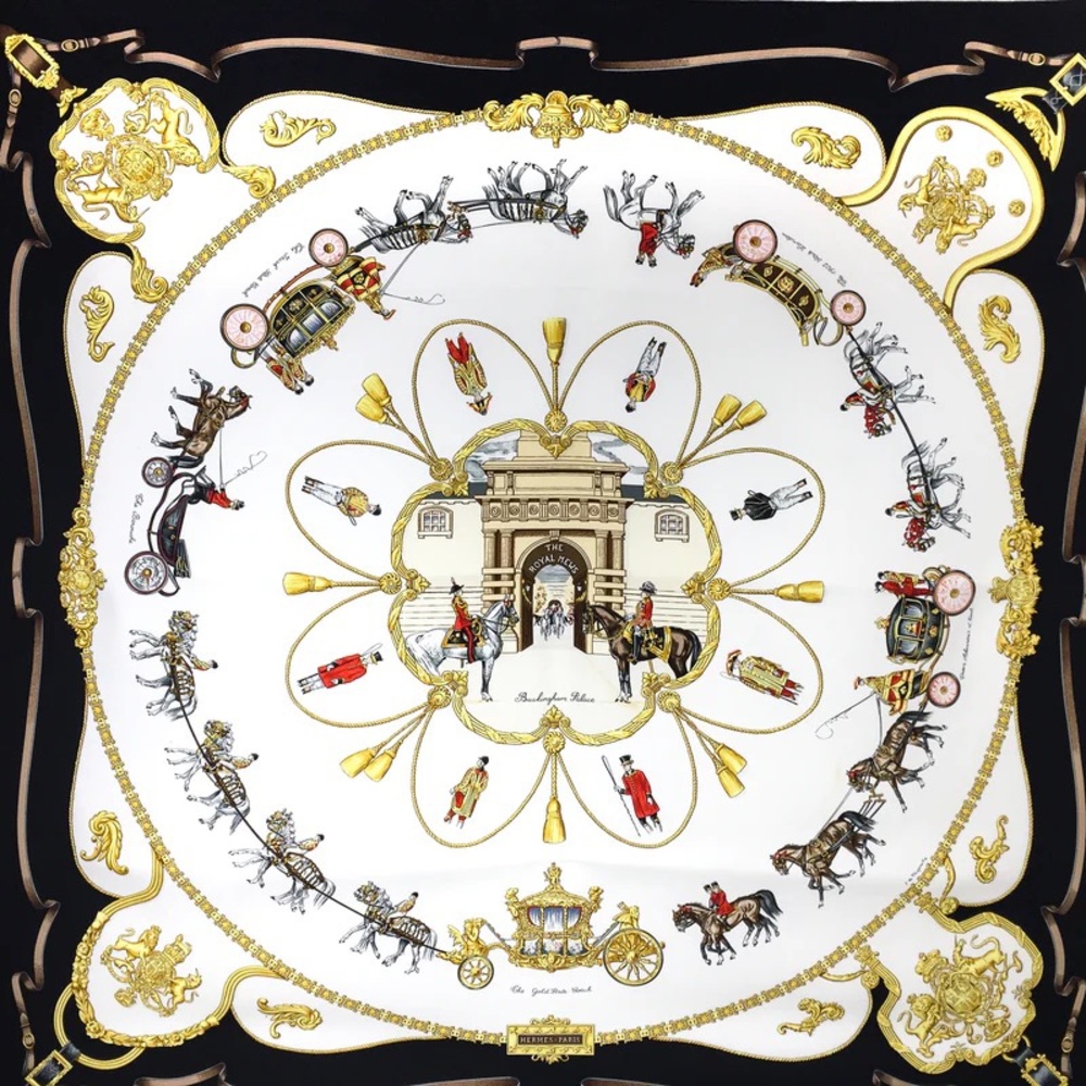 HERMES SILK SCARF THE ROYAL MEWS - BUCKINGHAM PALACE RARE